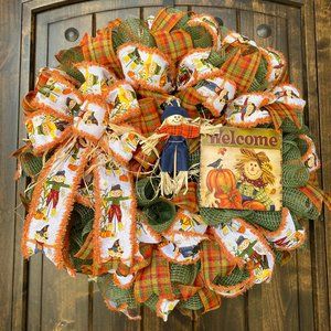 Fall Wreath, Scarecrow Wreath, Autumn Wreath